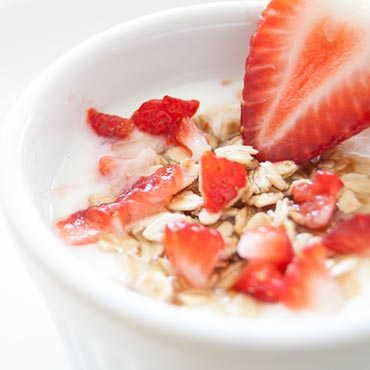 Bowl of oats with strawberries
