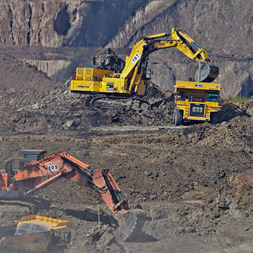 Excavation equipment at a mining site