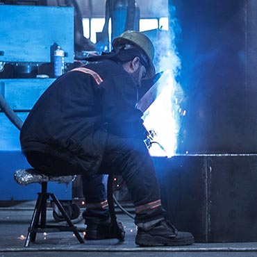 Steel welder at work