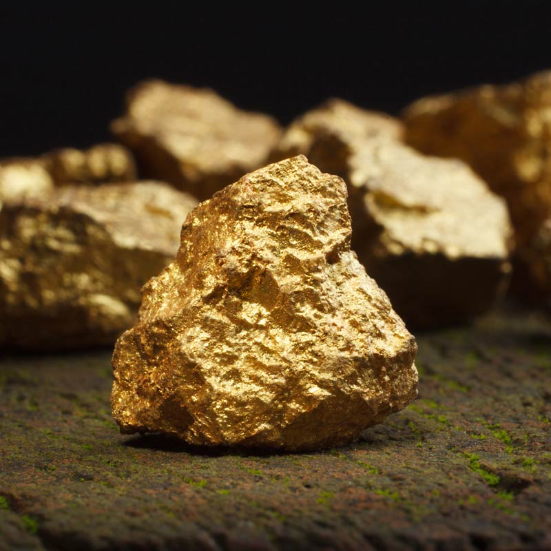 Golden mineral sample